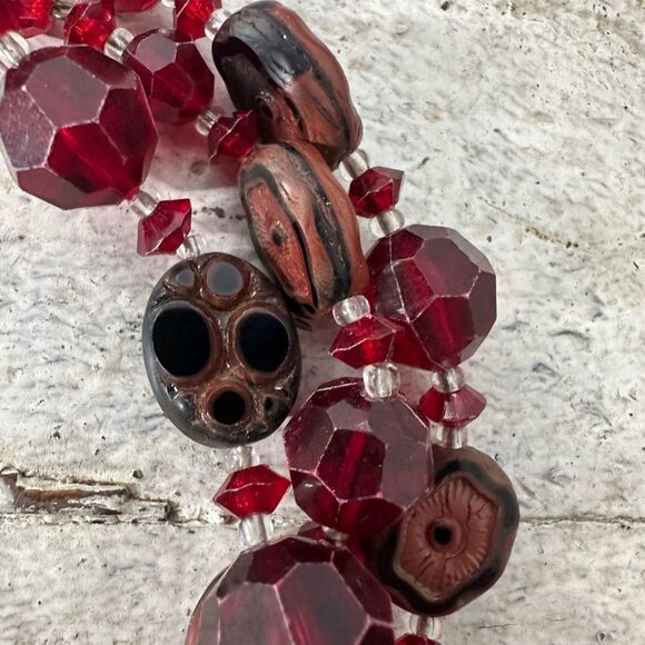 Vintage 1950s German Unusual Beaded Necklace And Earring Set - Picture 4 of 11